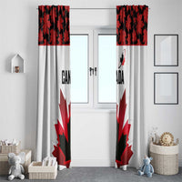 Canadian Rugby Window Curtain Maple Leaves Sporty Art Style White Color - Wonder Print Shop
