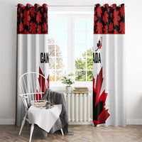 Canadian Rugby Window Curtain Maple Leaves Sporty Art Style White Color - Wonder Print Shop