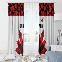 Canadian Rugby Window Curtain Maple Leaves Sporty Art Style White Color - Wonder Print Shop