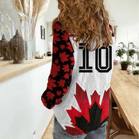 Custom Canadian Rugby Women Casual Shirt Maple Leaves Sporty Art Style White Color - Wonder Print Shop