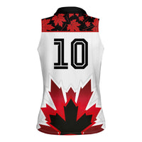 Custom Canadian Rugby Women Sleeveless Polo Shirt Maple Leaves Sporty Art Style White Color - Wonder Print Shop