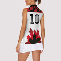 Custom Canadian Rugby Women Sleeveless Polo Shirt Maple Leaves Sporty Art Style White Color - Wonder Print Shop
