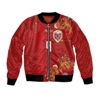 Custom Norway Football Bomber Jacket Norge Viking and Rosemaling Ornament