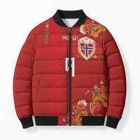 Custom Norway Football Bomber Puffer Jacket Norge Viking and Rosemaling Ornament