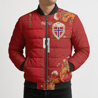 Custom Norway Football Bomber Puffer Jacket Norge Viking and Rosemaling Ornament