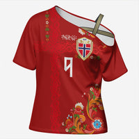 Custom Norway Football Cross Shoulder Shirt Norge Viking and Rosemaling Ornament