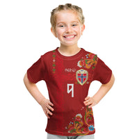 Custom Norway Football Kid T Shirt Norge Viking and Rosemaling Ornament