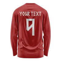 Custom Norway Football Long Sleeve Shirt Norge Viking and Rosemaling Ornament