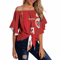 Custom Norway Football Off Shoulder Wrap Waist Top Norge Viking and Rosemaling Ornament