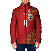 Custom Norway Football Padded Jacket Norge Viking and Rosemaling Ornament