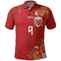 Custom Norway Football Polo Shirt Norge Viking and Rosemaling Ornament