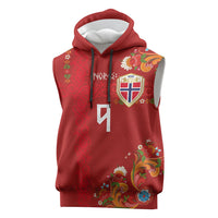 Custom Norway Football Sleeveless Hoodie Norge Viking and Rosemaling Ornament