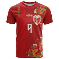 Custom Norway Football T Shirt Norge Viking and Rosemaling Ornament