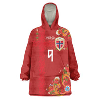 Custom Norway Football Wearable Blanket Hoodie Norge Viking and Rosemaling Ornament