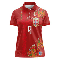Custom Norway Football Women Polo Shirt Norge Viking and Rosemaling Ornament