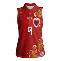 Custom Norway Football Women Sleeveless Polo Shirt Norge Viking and Rosemaling Ornament