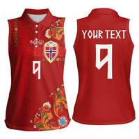 Custom Norway Football Women Sleeveless Polo Shirt Norge Viking and Rosemaling Ornament