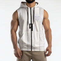 Custom Norway Football Sleeveless Zip Hoodie Norge Viking Ornament Whiteout