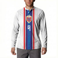 Custom Norway Football Button Sweatshirt Norge Viking Ornament Vertical Stripe Sporty Style