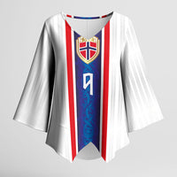 Custom Norway Football Kimono Sleeve Blouse Norge Viking Ornament Vertical Stripe Sporty Style