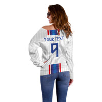 Custom Norway Football Off Shoulder Sweater Norge Viking Ornament Vertical Stripe Sporty Style