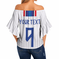 Custom Norway Football Off Shoulder Wrap Waist Top Norge Viking Ornament Vertical Stripe Sporty Style