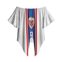 Custom Norway Football Off Shoulder Wrap Waist Top Norge Viking Ornament Vertical Stripe Sporty Style
