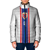 Custom Norway Football Padded Jacket Norge Viking Ornament Vertical Stripe Sporty Style