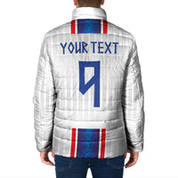 Custom Norway Football Padded Jacket Norge Viking Ornament Vertical Stripe Sporty Style