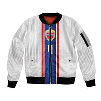 Custom Norway Football Sleeve Zip Bomber Jacket Norge Viking Ornament Vertical Stripe Sporty Style