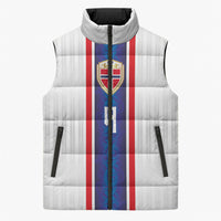 Custom Norway Football Sleeveless Puffer Jacket Norge Viking Ornament Vertical Stripe Sporty Style
