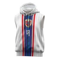 Custom Norway Football Sleeveless Zip Hoodie Norge Viking Ornament Vertical Stripe Sporty Style