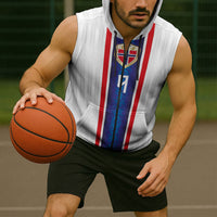 Custom Norway Football Sleeveless Zip Hoodie Norge Viking Ornament Vertical Stripe Sporty Style