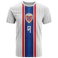 Custom Norway Football T Shirt Norge Viking Ornament Vertical Stripe Sporty Style