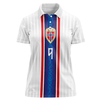 Custom Norway Football Women Polo Shirt Norge Viking Ornament Vertical Stripe Sporty Style