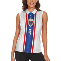 Custom Norway Football Women Sleeveless Polo Shirt Norge Viking Ornament Vertical Stripe Sporty Style