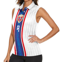 Custom Norway Football Women Sleeveless Polo Shirt Norge Viking Ornament Vertical Stripe Sporty Style