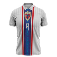 Custom Norway Football Zipper Polo Shirt Norge Viking Ornament Vertical Stripe Sporty Style