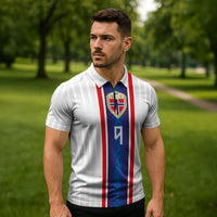 Custom Norway Football Zipper Polo Shirt Norge Viking Ornament Vertical Stripe Sporty Style
