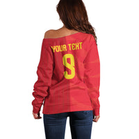 Custom Spain Football Off Shoulder Sweater World Champions and Kings of Europe