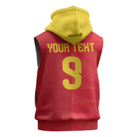 Custom Spain Football Sleeveless Zip Hoodie World Champions and Kings of Europe