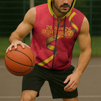 Custom Spain Football Sleeveless Zip Hoodie World Champions and Kings of Europe