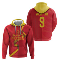 Custom Spain Football Zip Hoodie World Champions and Kings of Europe