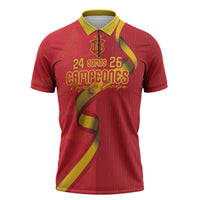 Custom Spain Football Zipper Polo Shirt World Champions and Kings of Europe