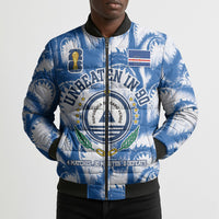Cape Verde Football Bomber Puffer Jacket Blue Sharks - Unbeaten in 90 Minutes