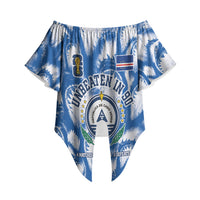 Cape Verde Football Off Shoulder Wrap Waist Top Blue Sharks - Unbeaten in 90 Minutes