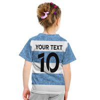 Custom Argentina Rugby 2024 Kid T Shirt Vamos Los Pumas with Jaguar and Floral Pattern - Wonder Print Shop