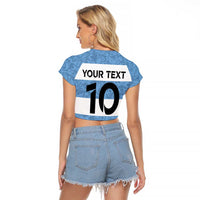 Custom Argentina Rugby 2024 Raglan Cropped T Shirt Vamos Los Pumas with Jaguar and Floral Pattern - Wonder Print Shop