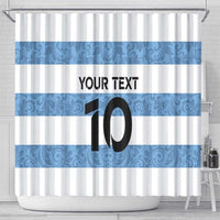 Custom Argentina Rugby 2024 Shower Curtain Vamos Los Pumas with Jaguar and Floral Pattern
