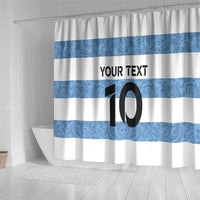 Custom Argentina Rugby 2024 Shower Curtain Vamos Los Pumas with Jaguar and Floral Pattern